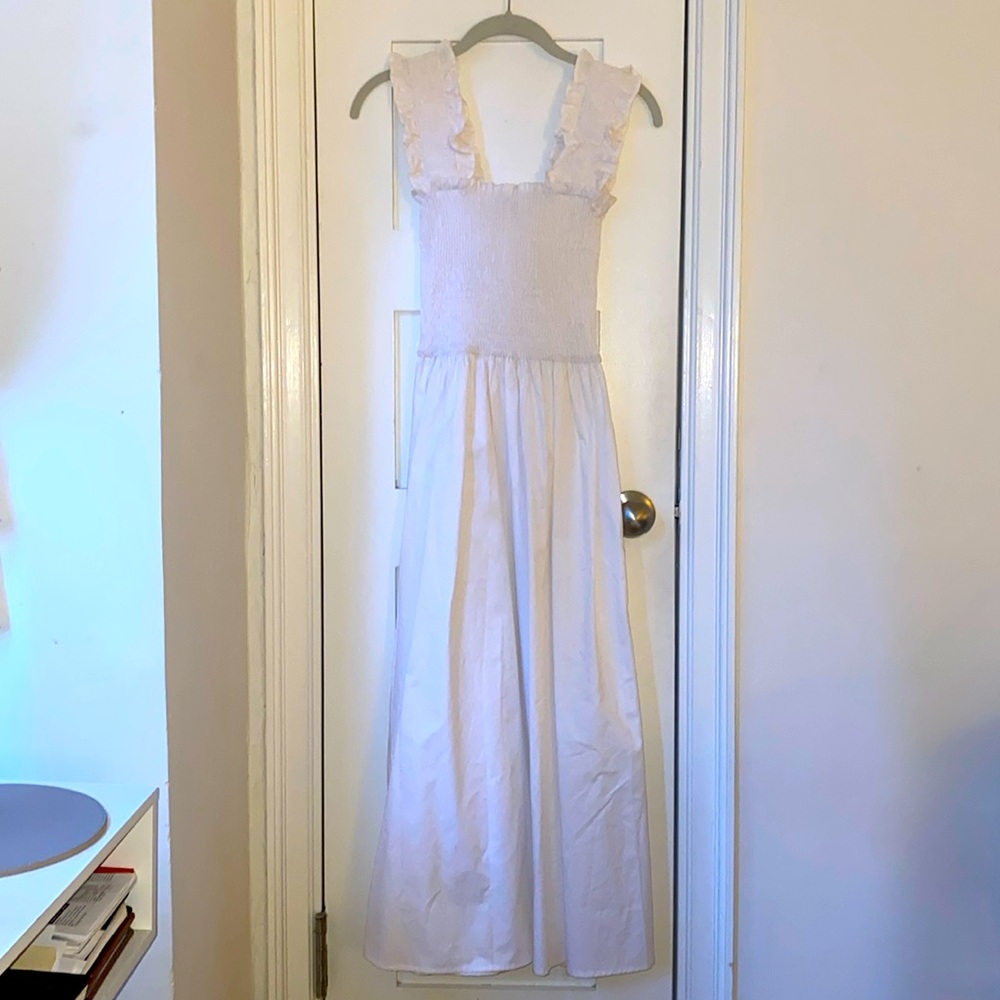 Smocked Maxi Dress in Poplin